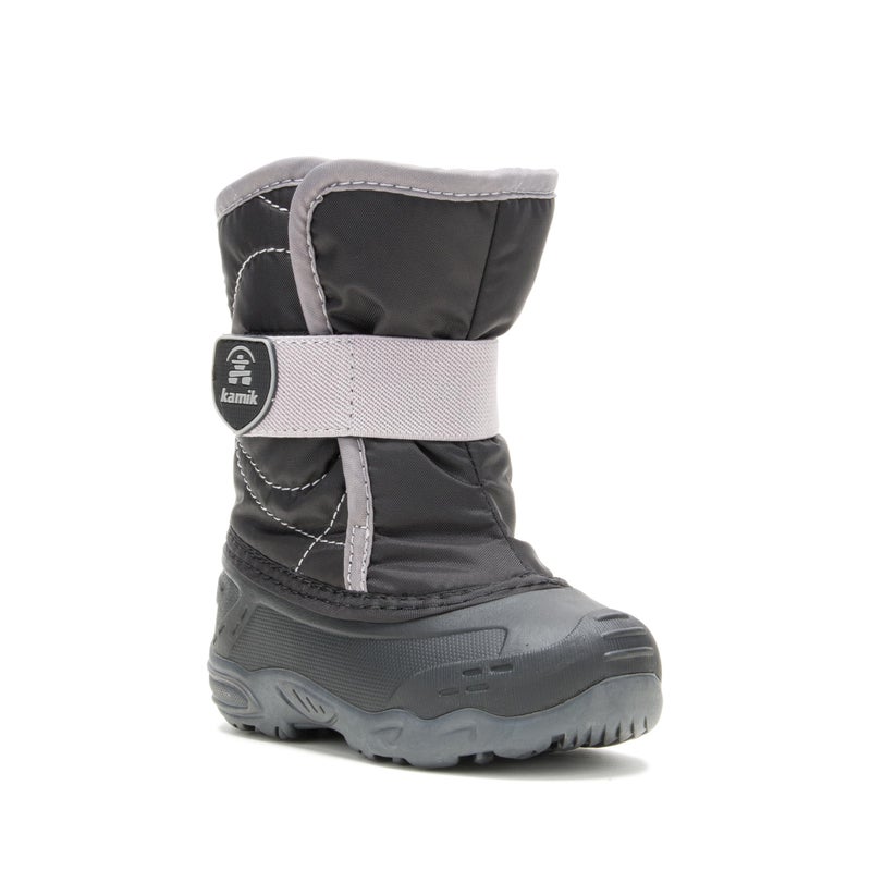 Kamik Kids Snowbug 5 Winter Snow Boot Waterproof Nylon Adjustable Strap Vegan Friendly Warm Insulated, Black - 8 Toddler - Image 1