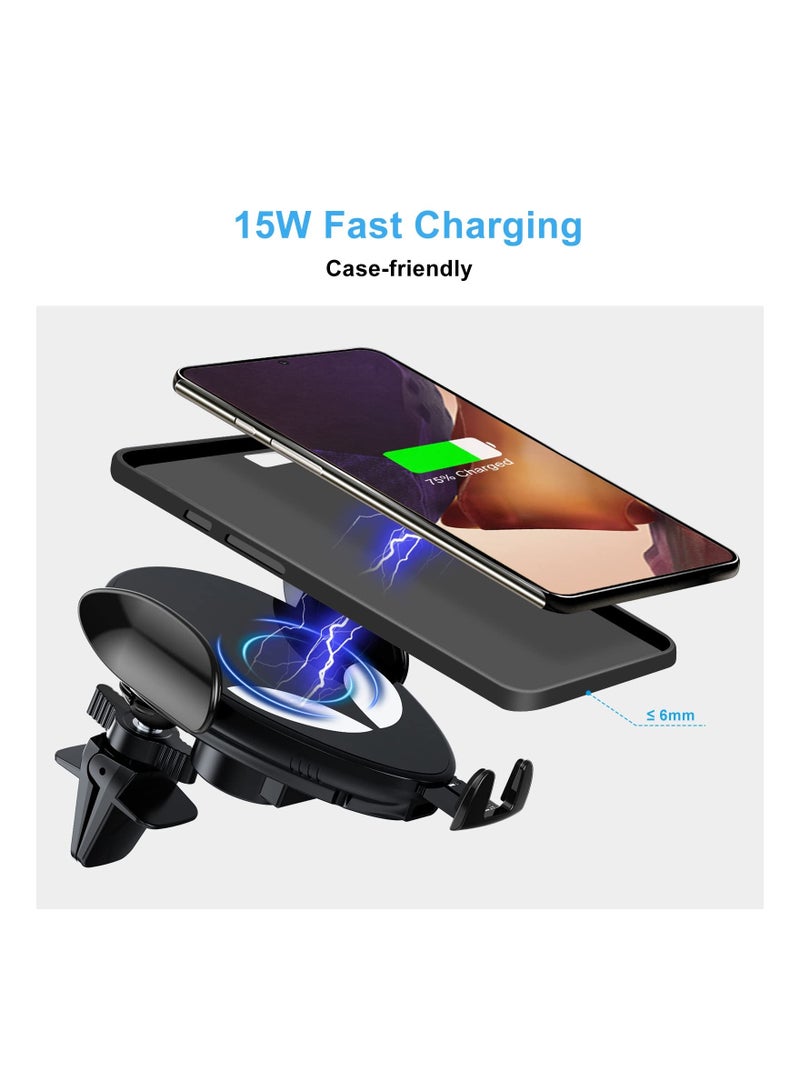 Y&D Wireless Car Charger Mount Auto Clamping Phone Holder 360°Rotable with 15W Qi Charging for iPhone 13/12/11/ Pro/Max/X/XS/XR/SE/8/8P Samsung Galaxy/Note - Image 3