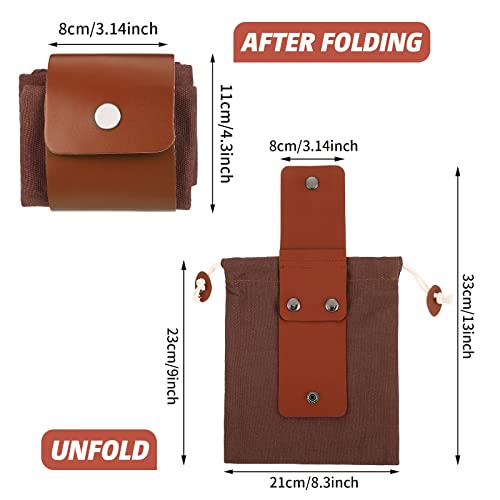Weewooday Foraging Bag 4 Pcs Canvas Waxed Foraging Pouch Mushroom Bags Collapsible Bushcraft Leather Pu Hunting Belt Bag Hiking Pouch for Outdoor Traveling Camping Brown Green Black KhakiClassic Style - Image 3