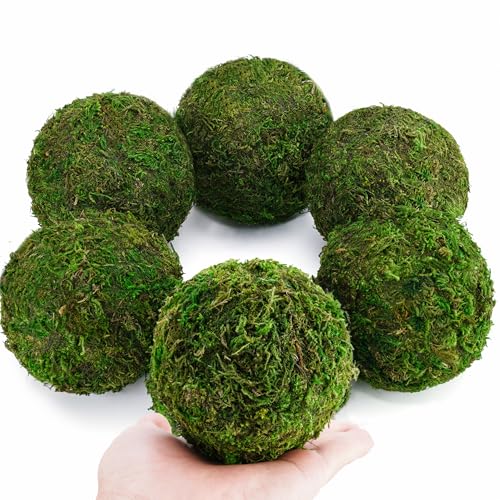 BYHER Decorative Moss Balls Set - Fake Moss Balls for Bowl Fillers, Centerpiece Decor, Home Decor, Vase Filler, Wedding Decor, Table Arrangement, Coffee Accents, DIY Crafts (Large - 3.2"-Set of 6) - Image 1