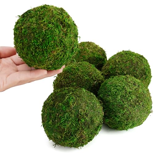 BYHER Decorative Moss Balls Set - Fake Moss Balls for Bowl Fillers, Centerpiece Decor, Home Decor, Vase Filler, Wedding Decor, Table Arrangement, Coffee Accents, DIY Crafts (Large - 3.2"-Set of 6) - Image 2
