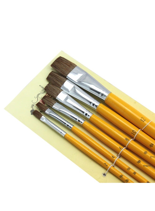 For Shine Fenshang Wolf Hair Flat Head Watercolor Brush Set Oil Painting Brush Acrylic Brush Student Art Painting Supplies Special Painting Tools And Materials Pigment Brush Double Number 6 Pieces - Image 2