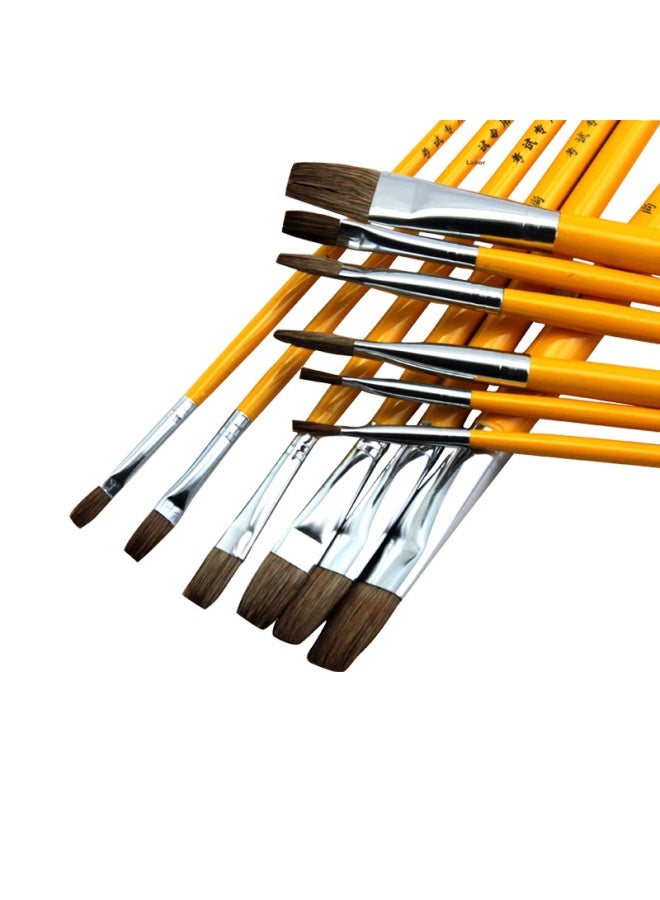 For Shine Fenshang Wolf Hair Flat Head Watercolor Brush Set Oil Painting Brush Acrylic Brush Student Art Painting Supplies Special Painting Tools And Materials Pigment Brush Double Number 6 Pieces - Image 3