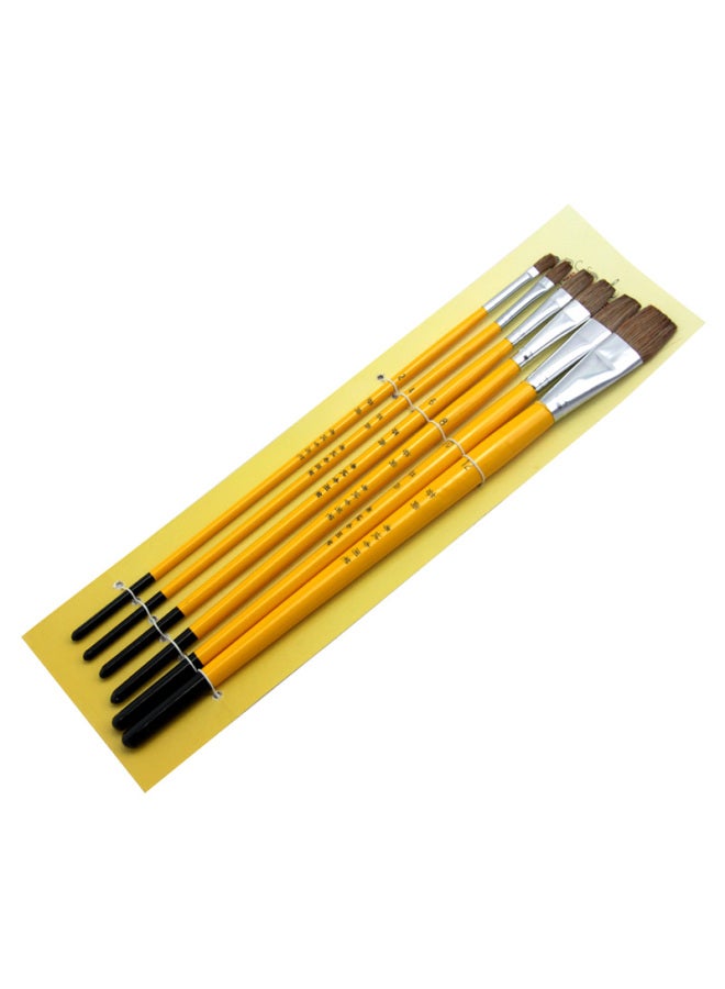 For Shine Fenshang Wolf Hair Flat Head Watercolor Brush Set Oil Painting Brush Acrylic Brush Student Art Painting Supplies Special Painting Tools And Materials Pigment Brush Double Number 6 Pieces - Image 1