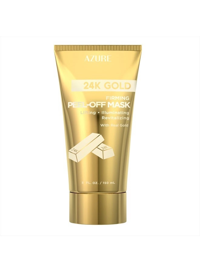 Azure Cosmetics قناع الوجه القابل للإزالة من الذهب عيار 24 قيراط – يزيل الرؤوس السوداء والأوساخ والزيوت | يشد ويرفع ويرطب | يقلل من التجاعيد والخطوط الدقيقة وآثار حب الشباب - 150 مل - Image 1