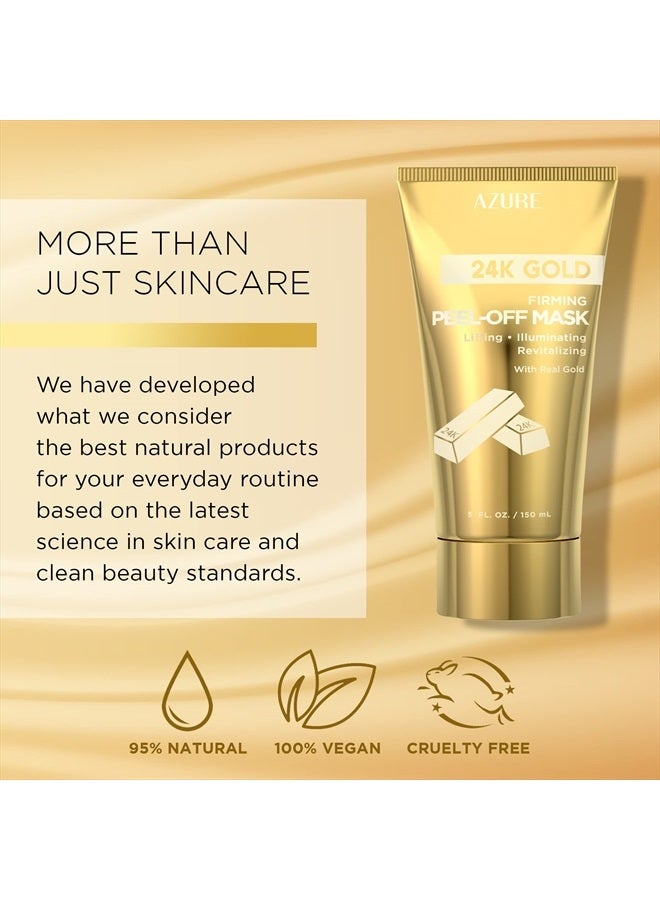 Azure Cosmetics قناع الوجه القابل للإزالة من الذهب عيار 24 قيراط – يزيل الرؤوس السوداء والأوساخ والزيوت | يشد ويرفع ويرطب | يقلل من التجاعيد والخطوط الدقيقة وآثار حب الشباب - 150 مل - Image 5
