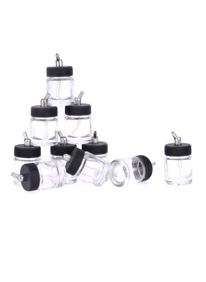 نيبمينينت 10-Piece Air Brush Bottle Set With Lids Clear/Black/Silver 
