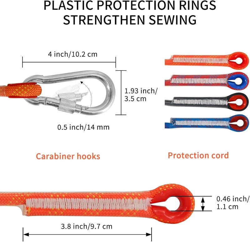 Newdoar Climbing Rope 8(5/16in),10mm (3/8in), High Strength Accessory Cord Rope with 2 Steel Hooks, for Outdoor Rescue Rappelling Rope Down Cliffs ledges Safety Escape Tow Strap Equipment(Blue) - Image 4