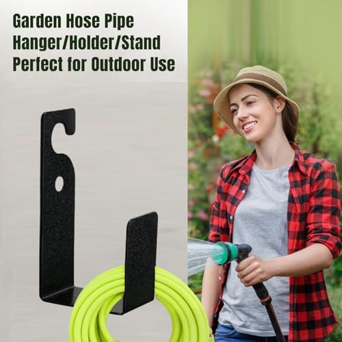 Episkey Carbon Steel Hose Hanger - Wall-Mounted Heavy Duty Garden Hose Holder, Car Hose Bracket with Screws and Expansion Bolt Bracket (Hose_Hook_1) - Image 2