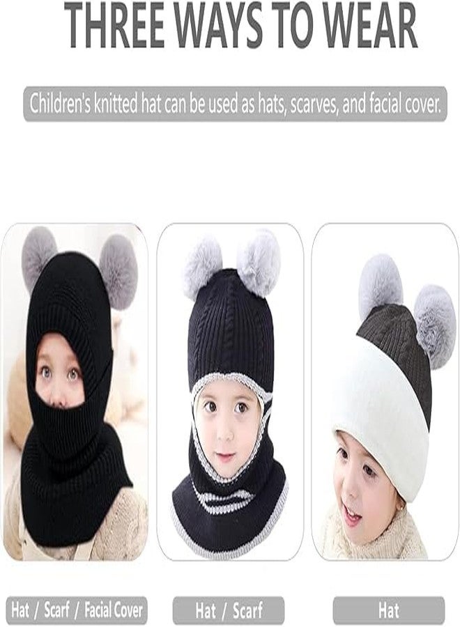 قبعة شتوية للأطفال من ريتشمن، دافئة، بتصميم كرتوني لطيف على شكل قرد، مبطنة بفرو ناعم، مصنوعة من الصوف المحبوك، لحماية الأذنين، مزودة بغطاء للأذنين، مناسبة للأطفال الرضع من الجنسين. (أسود) - Image 3