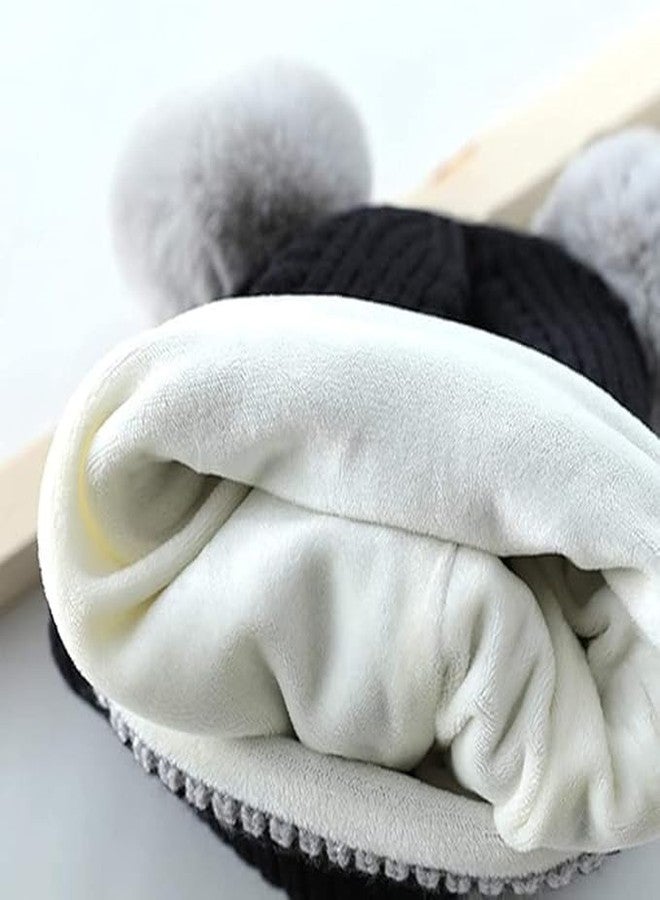 قبعة شتوية للأطفال من ريتشمن، دافئة، بتصميم كرتوني لطيف على شكل قرد، مبطنة بفرو ناعم، مصنوعة من الصوف المحبوك، لحماية الأذنين، مزودة بغطاء للأذنين، مناسبة للأطفال الرضع من الجنسين. (أسود) - Image 5