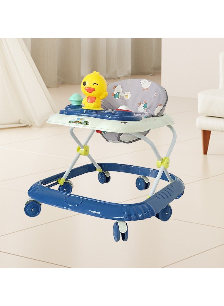 ORiTi Baby Walking Cart Multifunctional Anti Rollover Assistive Walking Cart With Music Foldable Learning Car - Blue - Image 1
