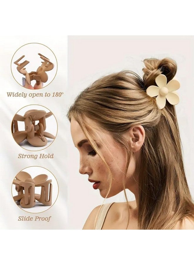ZAVVU KRIZOUS ZAVVU & KRIZOUS Mini 1.5 Inch Matte Color Non Slip Hair Jaw Clips for Thin/Medium Thick Hair, Curl Enhancing Hair Grip Accessories for Women, 2 Pc Square + 2 pc Flower Shape Hair Claw - Multicolor. - Image 3
