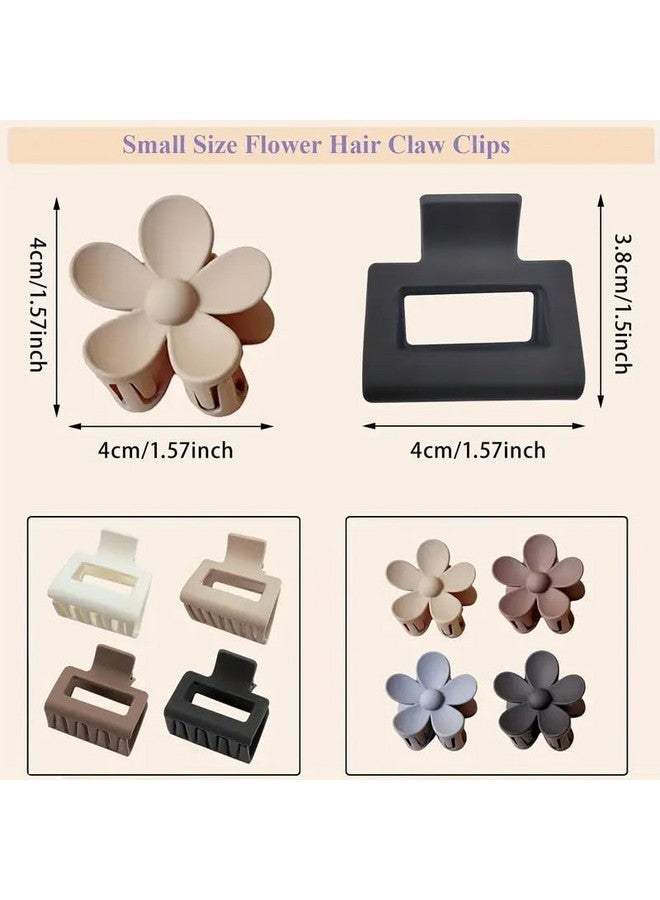 ZAVVU KRIZOUS ZAVVU & KRIZOUS Mini 1.5 Inch Matte Color Non Slip Hair Jaw Clips for Thin/Medium Thick Hair, Curl Enhancing Hair Grip Accessories for Women, 2 Pc Square + 2 pc Flower Shape Hair Claw - Multicolor. - Image 4