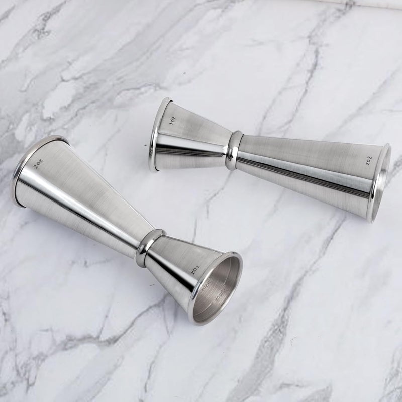 Briout Jigger for Bartending, 2Pcs Double Cocktail Jigger Japanese Premium 304 Food Grade Stainless Steel Jigger 2 OZ 1 OZ with Measurements Inside, Silver - Image 4