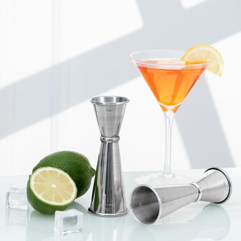 Briout Jigger for Bartending, 2Pcs Double Cocktail Jigger Japanese Premium 304 Food Grade Stainless Steel Jigger 2 OZ 1 OZ with Measurements Inside, Silver - Image 5