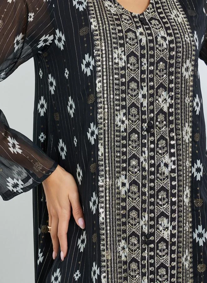 Amirah  Black Embroidered Kaftan for Women | Best Price UAE