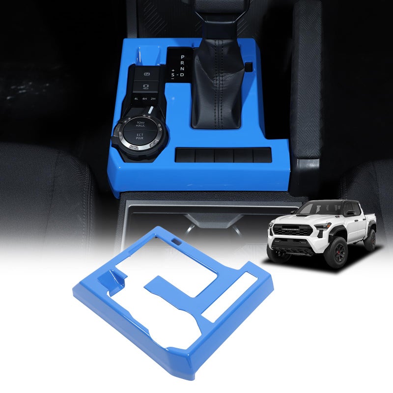 Daeiclru Gear Shift Panel Cover Trim Compatible with Toyota Tacoma 2024 2025 Gear Shifter Console AntiScratch Panel Decorative Sticker Trim Frame Interior Accessories Blue - Image 2
