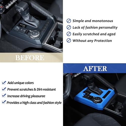Daeiclru Gear Shift Panel Cover Trim Compatible with Toyota Tacoma 2024 2025 Gear Shifter Console AntiScratch Panel Decorative Sticker Trim Frame Interior Accessories Blue - Image 3
