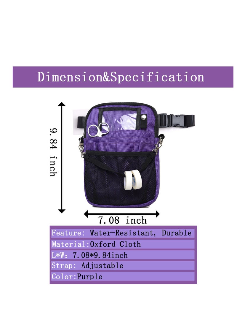 Nurse  Pack Nursing Work Waist Bags Nurse Gifts Multi Function Medical Gear Pocket Belt Tools Organizer Pouch Utility Waist Pack Supplies Accessories for Stethoscope Bandage Scissor Purple - Image 3