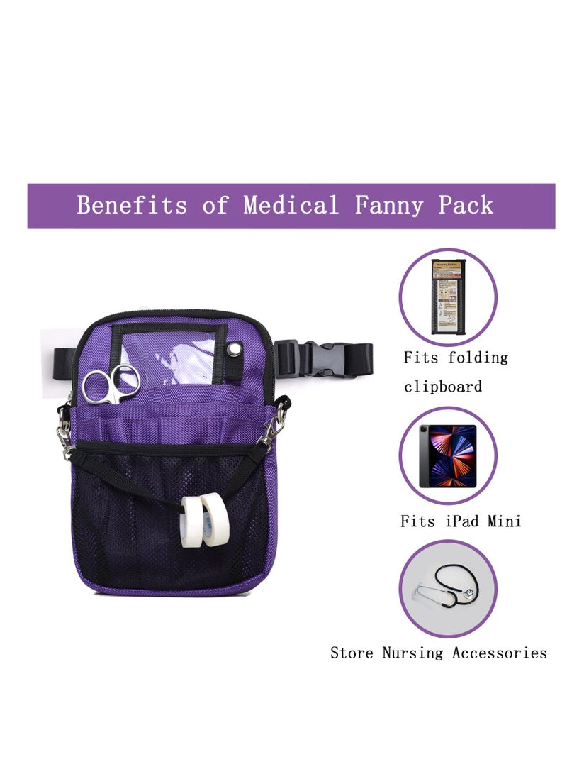 Nurse  Pack Nursing Work Waist Bags Nurse Gifts Multi Function Medical Gear Pocket Belt Tools Organizer Pouch Utility Waist Pack Supplies Accessories for Stethoscope Bandage Scissor Purple - Image 4
