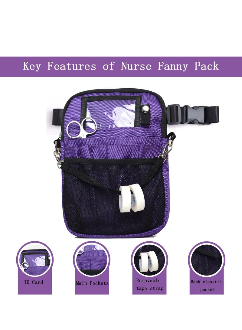 Nurse  Pack Nursing Work Waist Bags Nurse Gifts Multi Function Medical Gear Pocket Belt Tools Organizer Pouch Utility Waist Pack Supplies Accessories for Stethoscope Bandage Scissor Purple - Image 2