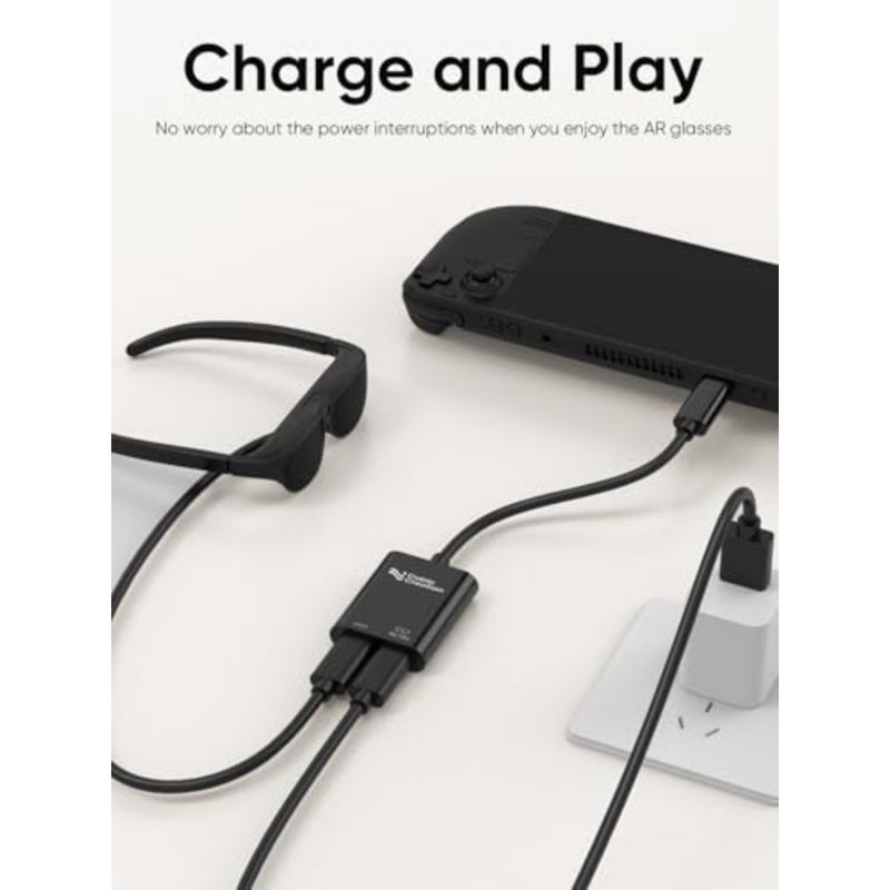 Cable Creation USB C to AR Glasses and Charging Adapter for Charge and Play, 4K@60Hz/1080P@120Hz, 100W Fast Charging Compatible with Steam Deck/Rogue I/iPhone 15/16/Feature/Rockade/X- 4K@60Hz/1080P@120Hz, 100W Fast Charging Compatible with Steam Deck/ROG Ally/Phone15/16/Viture/Rokid/Xreal AR Glasses - Image 2