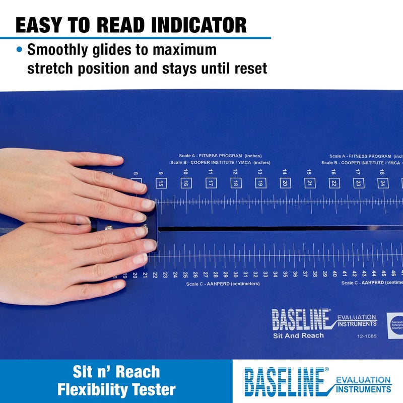 Baseline صندوق تقييم مرونة الجذع للجلوس والوصول مع مقياس سهل القراءة ولوحة قدم لإعادة التأهيل والعلاج chiropractice وتدريب الرياضة - Image 3