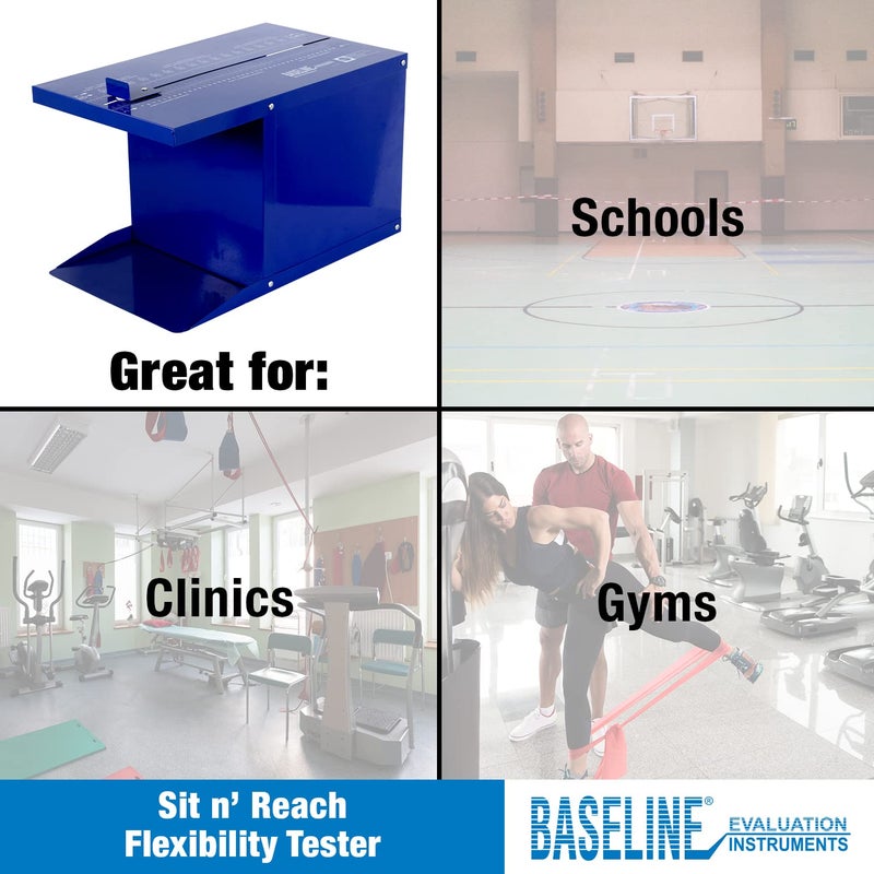 Baseline صندوق تقييم مرونة الجذع للجلوس والوصول مع مقياس سهل القراءة ولوحة قدم لإعادة التأهيل والعلاج chiropractice وتدريب الرياضة - Image 4