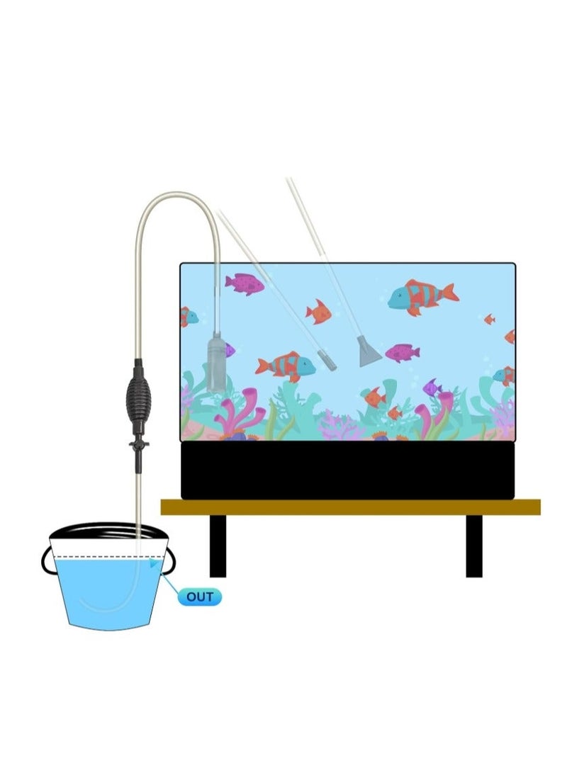 2.1 Meter Manual Aquarium Gravel Cleaner, Fish Tank Vacuum Gravel Cleaner, Aquarium Siphon Vacuum Cleaner Kit for Water Change，Sand Cleaning，Remove Dirt - Image 2