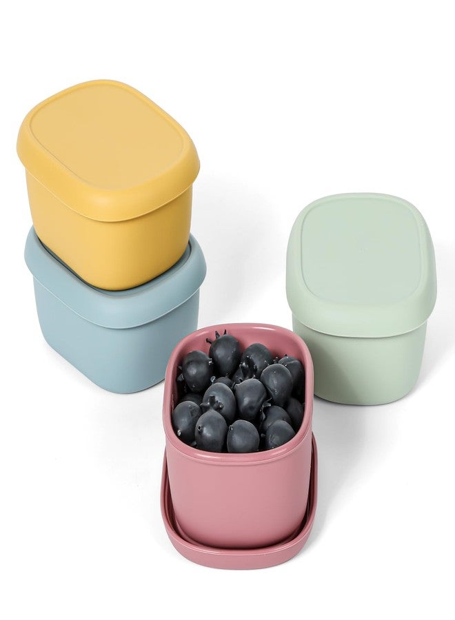 AOEDEO 4 pcs 6.76 oz Silicone Snack Containers for Kids Silicone Food Storage Containers with Lids, Reusable Small Snack Container, Stackable Silicone Toddler Lunch Box for Daycare, School and Travel - Image 1