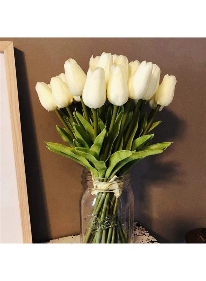 TIED RIBBONS TIED RIBBONS Set of 5 Artificial Tulip Flowers Bunches for Vase (Cream, 34 cm) Home Decoration Items for Living Room Corner Table Top Bedroom Wedding Party (Vase not Included)  - Image 4