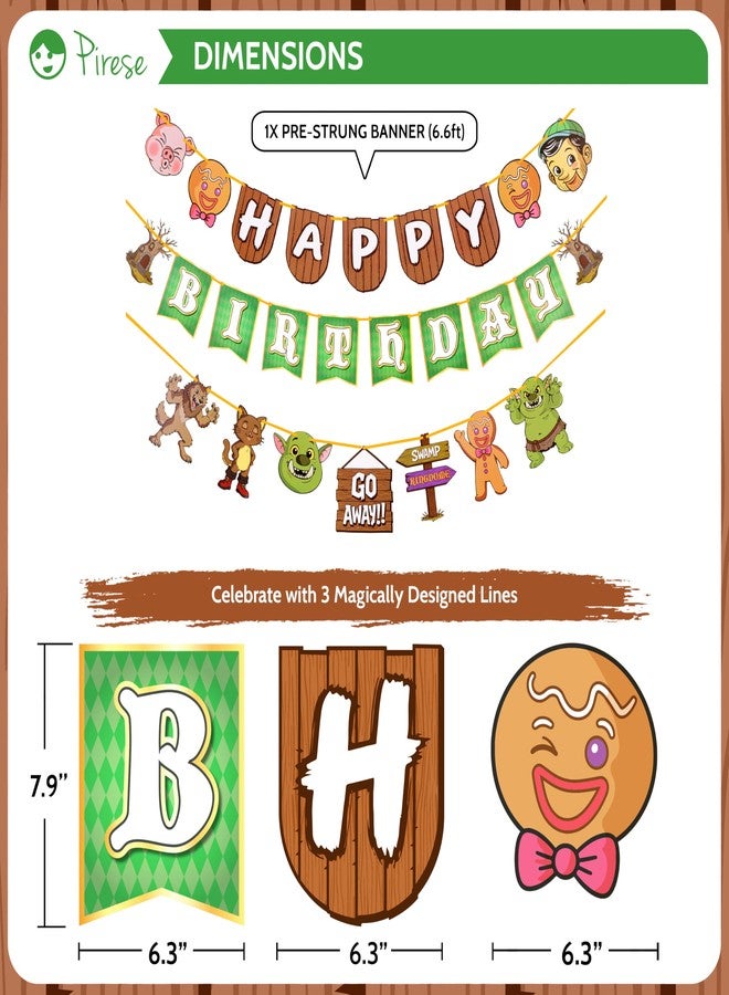 Pirese Ogre Birthday Decorations, Swamp Birthday Party Decorations Kit with Pre-Strung Happy Birthday Banner, Frog & Crown Foil Balloons, Latex and Confetti Balloons, Ogre Party Supplies - Image 3