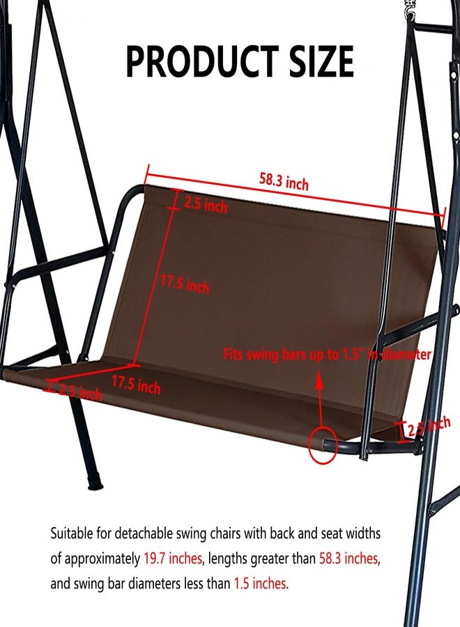 NSdawali Swing Seat Replacement Swing Covers for Outdoor Patio Swing 3 Seater 600D Upgraded Thicken Oxford Waterproof Fabric Porch Swing Chair Cushion Covers (Coffee, 58.3x19.5x19.5inches) - Image 2
