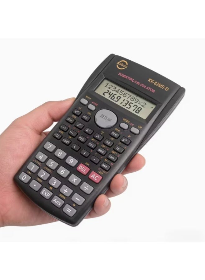 آلة حاسبة علمية Ksbsts KK-82MS-D بـ 240 وظيفة وشاشة عرض من سطرين وغطاء صلب منزلق - Image 1