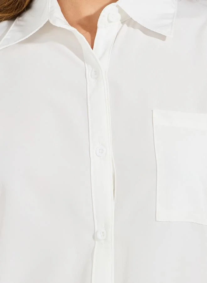 Take Two Oversized Solid Button Down Shirt with Dropped Shoulder