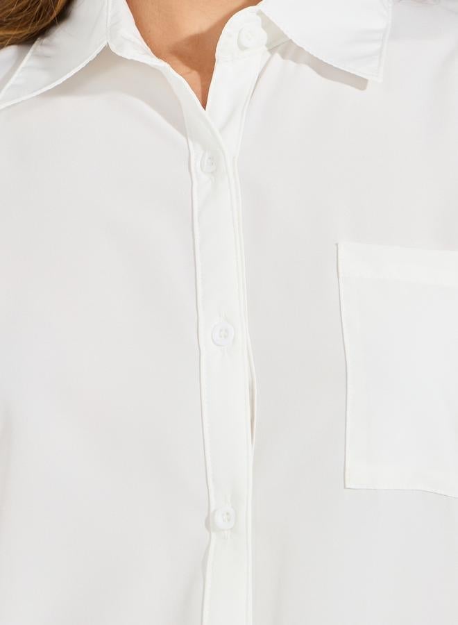 تايك تو بلوزة سادة فضفاضة باكتاف منخفضة - Image 3