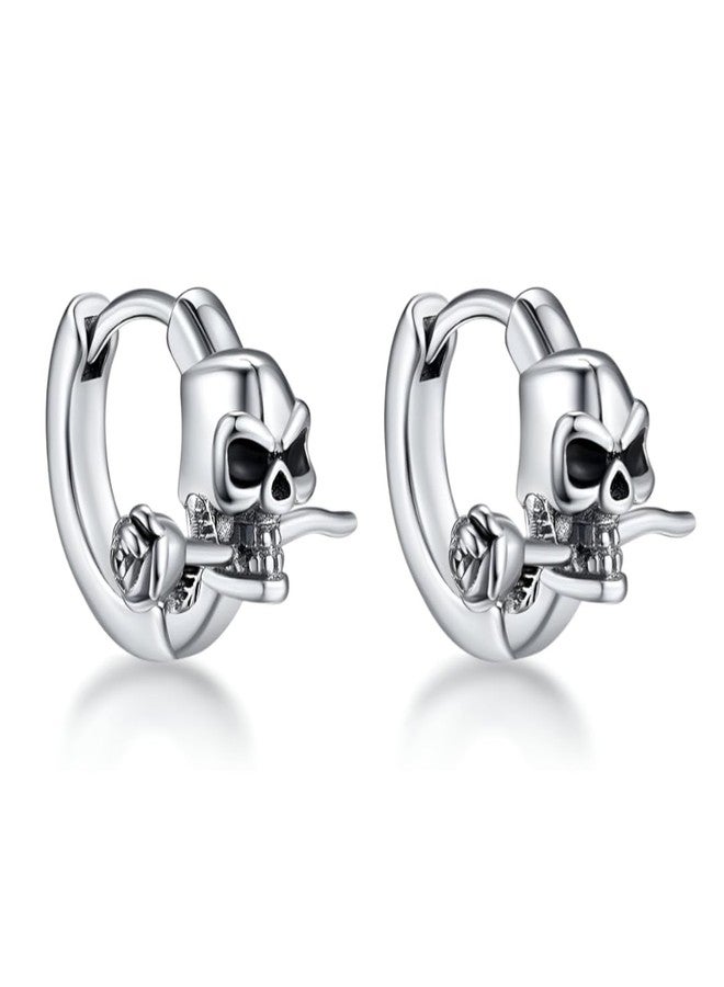 THE MEN THING SINISTER ROSE - Titanium Steel Hoop Earrings for Men & Boys (2 Pcs) - Image 1