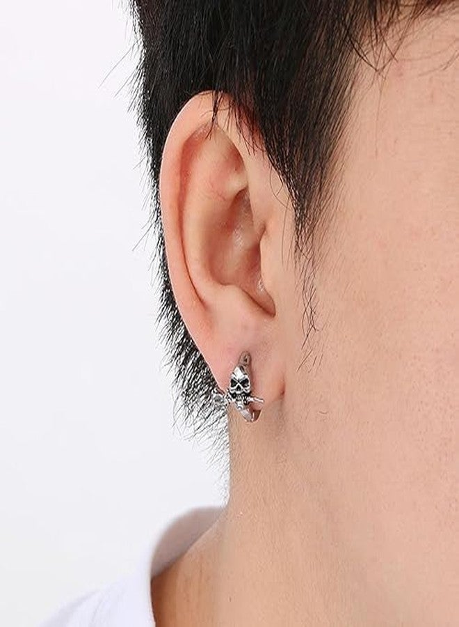 THE MEN THING SINISTER ROSE - Titanium Steel Hoop Earrings for Men & Boys (2 Pcs) - Image 2