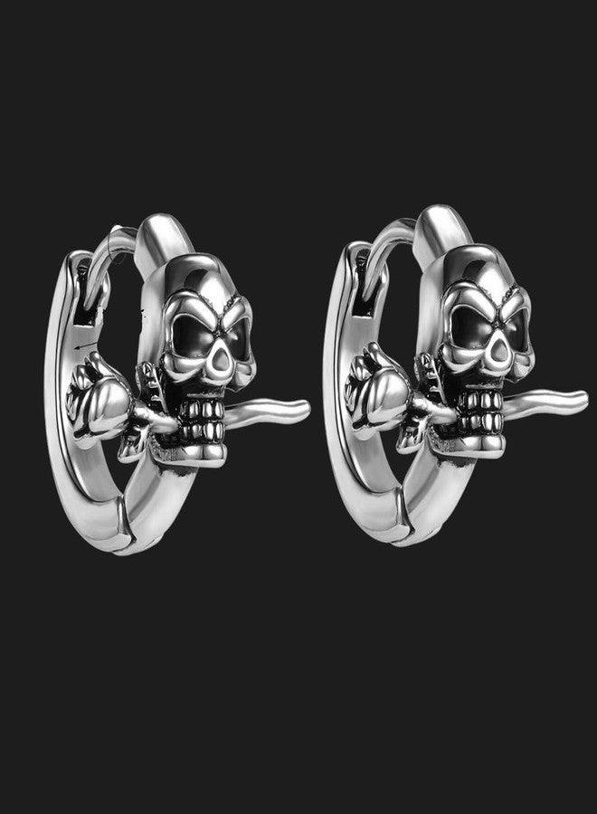 THE MEN THING SINISTER ROSE - Titanium Steel Hoop Earrings for Men & Boys (2 Pcs) - Image 3