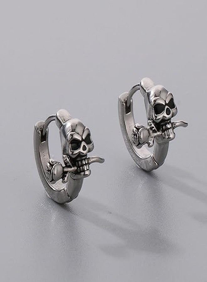 THE MEN THING SINISTER ROSE - Titanium Steel Hoop Earrings for Men & Boys (2 Pcs) - Image 4