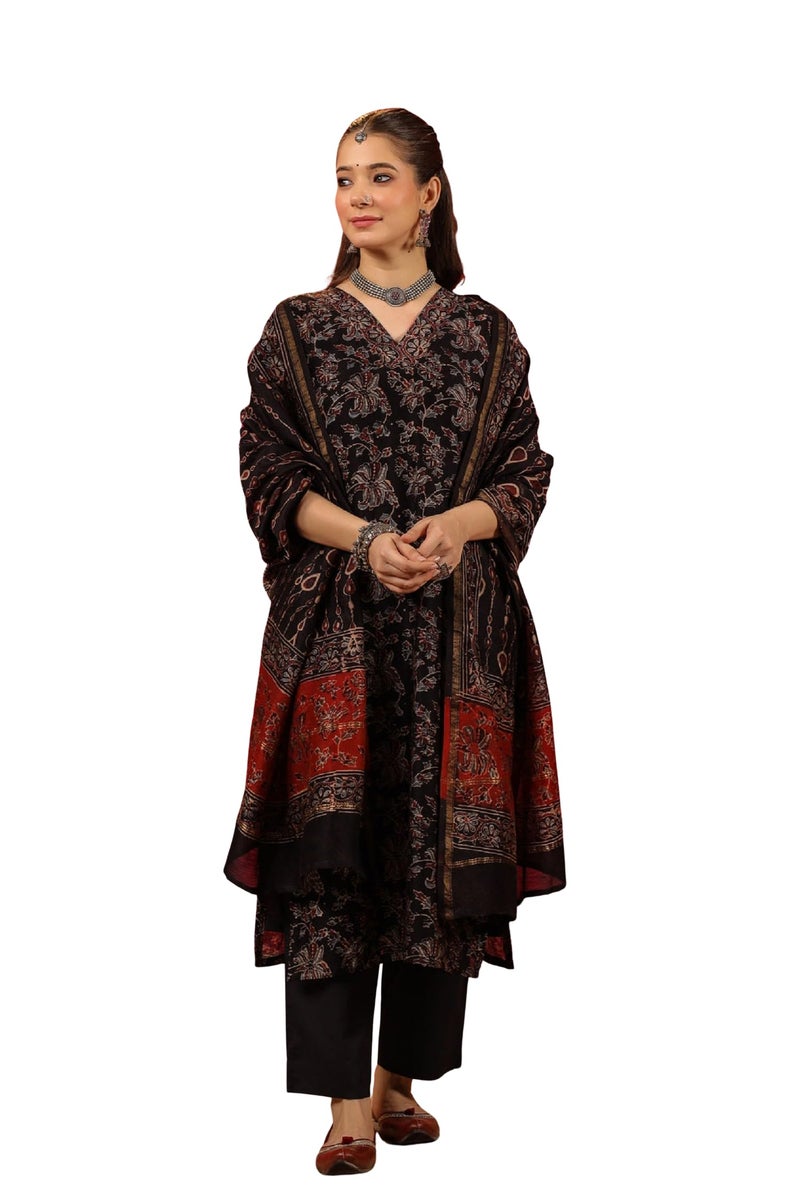Kalaanj Kurta Set For Women || 3pic Kurta For Women (SSP-244-277-278) (Black, M) - Image 1