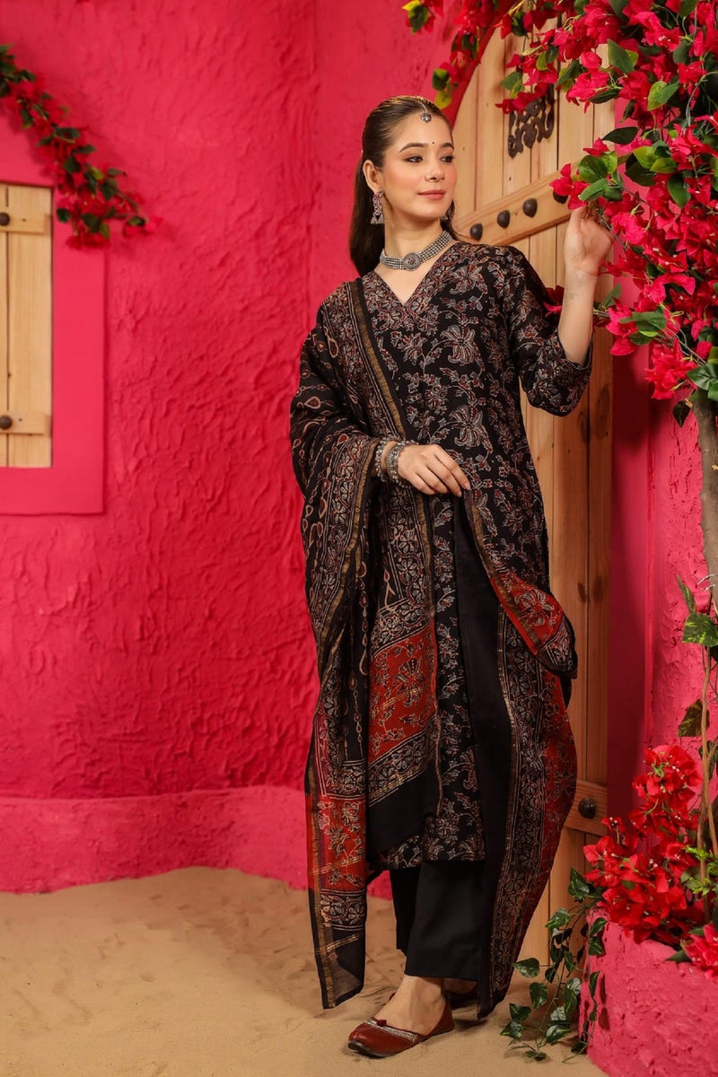 Kalaanj Kurta Set For Women || 3pic Kurta For Women (SSP-244-277-278) (Black, M) - Image 4