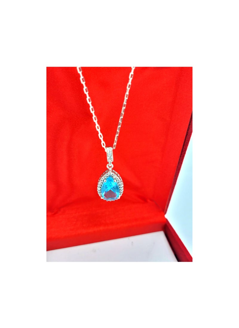 KAYALI - 925 Sterling Silver Blue Zircon Jewelry Set - Image 1
