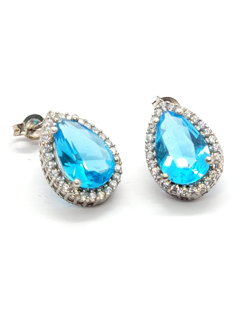 KAYALI - 925 Sterling Silver Blue Zircon Jewelry Set - Image 1