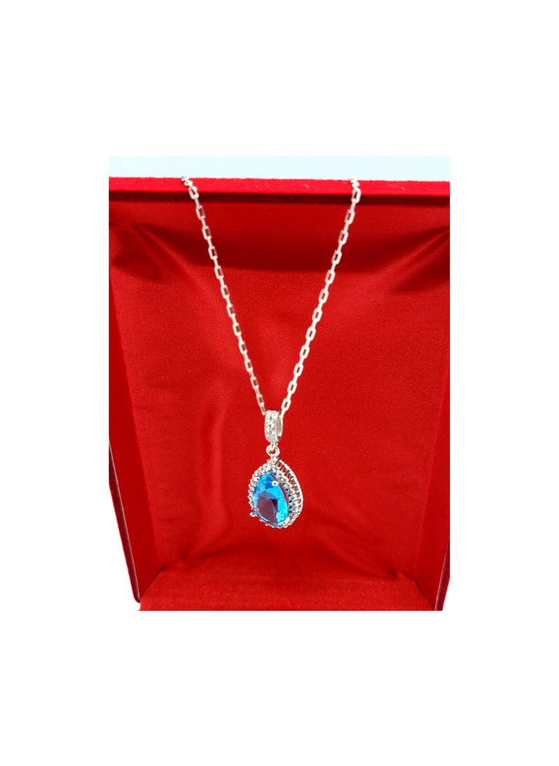 KAYALI - 925 Sterling Silver Blue Zircon Jewelry Set - Image 1
