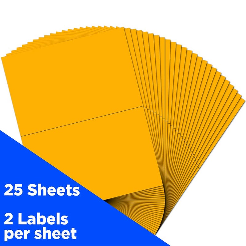 JAM PAPER Shipping Labels - Half Page - 5 1/2 x 8 1/2 - Neon Orange - 50/Pack - Image 2