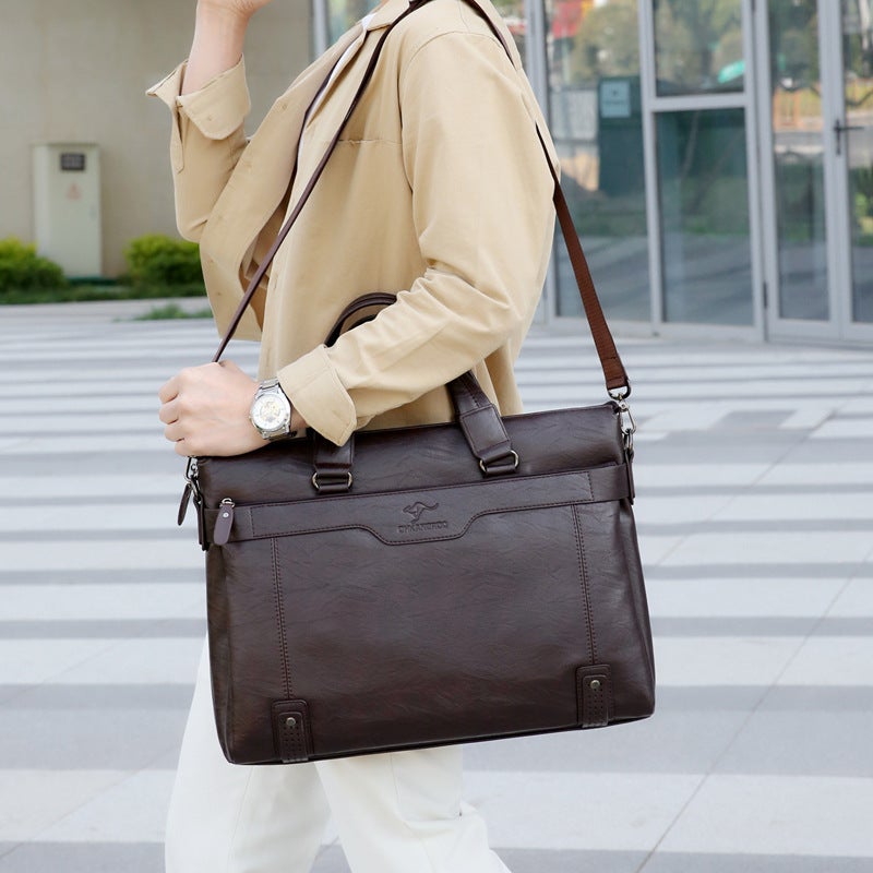 Emgrand Kangaroo Men'S Handbag Horizontal Business Briefcase Casual Crossbody Bag Men'S Shoulder Bag Soft Leather Men'S Bag - Image 3