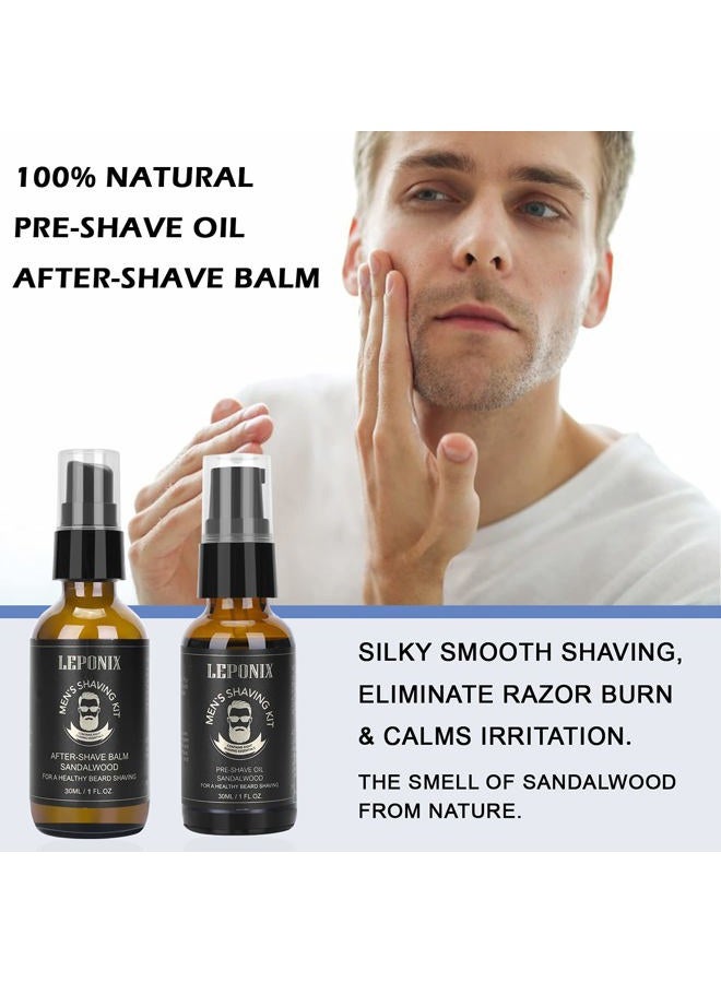 LEPONIX Shaving Kit for Men, Essential Kit Includes Sandalwood Shaving Cream, After Shave Lotion for Men and Pre Shave Oil Fights Nicks, Cuts and Razor Burn Shaving Gift Set for Him Men Dad Stocking Stuffers - Image 5