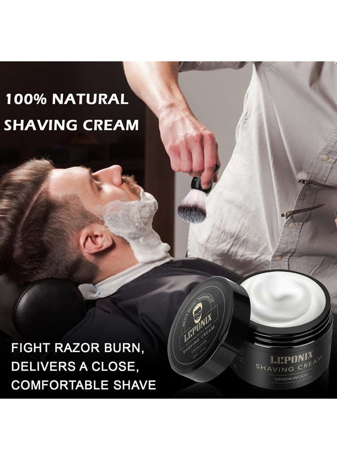 LEPONIX Shaving Kit for Men, Essential Kit Includes Sandalwood Shaving Cream, After Shave Lotion for Men and Pre Shave Oil Fights Nicks, Cuts and Razor Burn Shaving Gift Set for Him Men Dad Stocking Stuffers - Image 3